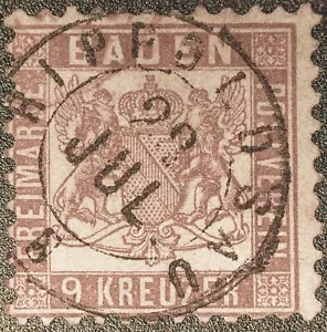 Germany - 1862-1905 - Baden - 9k Yellow-brown - ULH - SG 32 - Picture 1 of 2