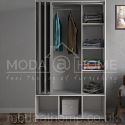 White Open Storage Wardrobe Clothes Hanging Rail Cube Shelves Doorless Closet — 第 1/4 张图片