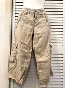 Lucky Brand Women's Beige Embroidered Linen Short Cargo Capris Size 4 - Picture 1 of 11