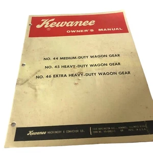 Kewanee Owners Manual Model No 44 45 46 Medium Heavy Duty Wagon Gear - Picture 1 of 5