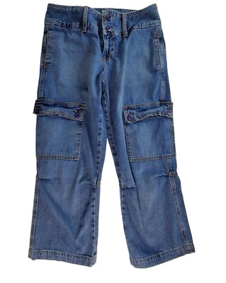 Pantalones de mezclilla cargo vintage Y2K Billy Blues tiro bajo 30 X 24 para mujer talla 6 hechos en EE. UU. Foto 1 de 4