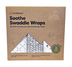 Nuovo KeaBabies Soothe Swaddle Wrap confezione da 3 cotone biologico mussola neutra nuovo con scatola - Foto 1 di 3
