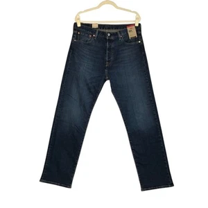 LEVI'S 501 jeans gamba dritta originale uomo 34x32 blu classico tutti i giorni viaggio nuovo con etichetta - Foto 1 di 11