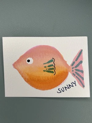 原版水粉鱼画“阳光”沿海艺术 ACEO FL 艺术家 Amy Lethem — 第 1/2 张图片