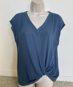 Pleione Top Blouse Shirt Women Blue V Neck Size Small - Picture 1 of 7