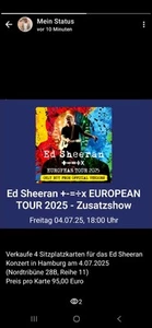4 Sitzplatz Tickets Ed-Sheeran Hamburg - Bild 1 von 1