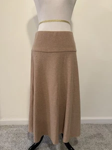ZARA Damen hellbraun Strick A-Linie Midi Rock Foldover Taille Größe M - Bild 1 von 7