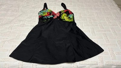 VESTIDO TRAJE DE BAÑO CAROL WIOR FALDA UNA PIEZA TALLA 14 CON AROS ADELGAZANTE Foto 1 de 4