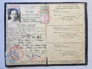 State of  Vietnam Revenue Stamp Document (Driver's License), 1954 - Picture 1 of 2