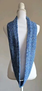 New Handmade Cowl Scarf Snood Blue Tweed - Easy Care- 4x62" - Picture 1 of 3
