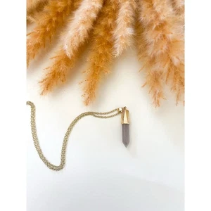 Grau Kristall Quarz Spike Charm Halskette minimalistisch himmlischer Stein Zigeuner - Bild 1 von 5