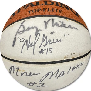 George Mikan Moses Malone +4 Signed Autographed Basketball Legends JSA XX76511 - Picture 1 of 3