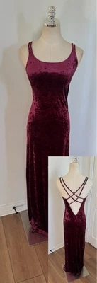 Burgundy Vintage 2000s Y2K My Michelle Crushed Velvet Maxi Dress Size Small Wine - Image 1 of 4