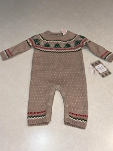 Tommy Bahama Christmas Tree Fair Isle Sweater Romper Boys 3-6 Months NWT - Picture 1 of 5
