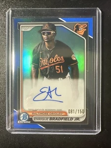 2024 Bowman Chrome Blue Refractor /150 ENRIQUE BRADFIELD JR. Auto ⚡️ Orioles - Picture 1 of 2