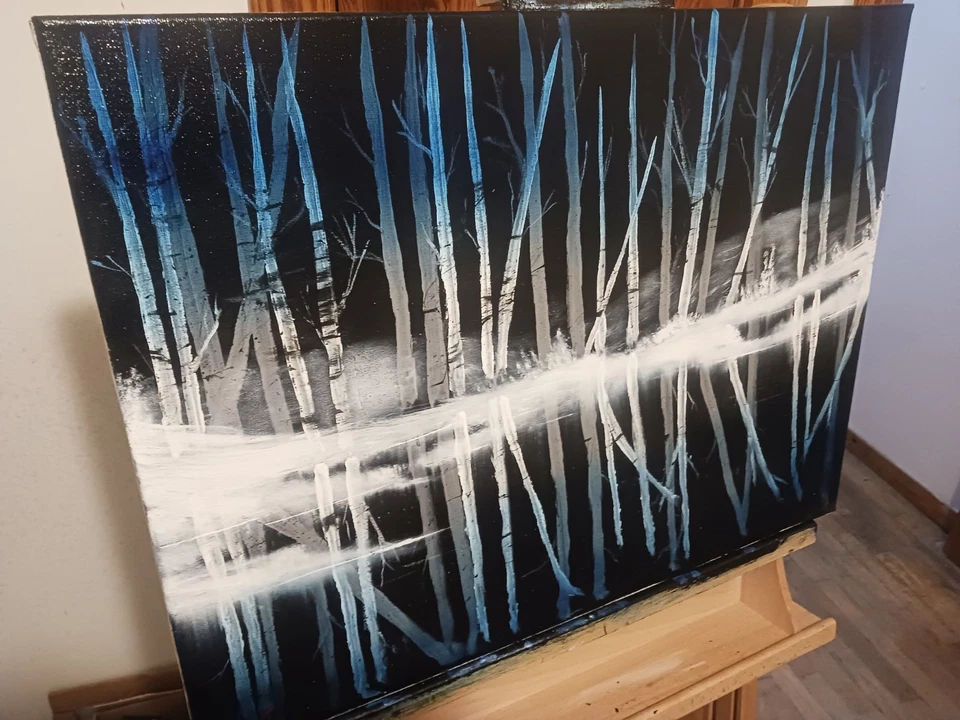  Pintura al óleo original (estilo Bob Ross) lienzo 20x24 Foto 1 de 3