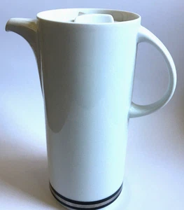 Vintage Thomas Germany weiße Keramik Kaffeekanne, schwarzes & silbernes Band 950 ml - Bild 1 von 10