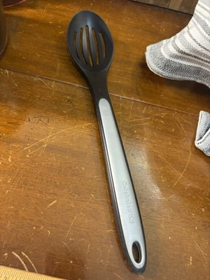 Calphalon 13” SLOTTED SPOON~black Gray Silicone~Cooking Serving UTENSIL UT - Image 1 of 4