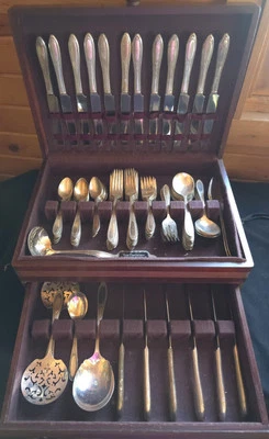 Juego de cubiertos vintage 75 piezas WMA Rogers A1 Plus Oneida Ramona Brentwood Lakewood Foto 1 de 4