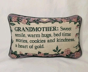 Decorative Tapestry & Green Small Pillow GRANDMOTHER with Verse 12X7 - Picture 1 of 6