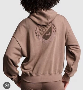 PINK Victoria’s Secret sweatshirt zip hoodie iced coffee shine LARGE L - Picture 1 of 3