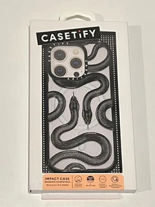 CASETiFY Impact Case w/ Magsafe for iPhone 15 Pro - Black Kingsnake - Picture 1 of 2