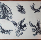 80's Mike Rollo Malone Traditional Vintage Production Tattoo Flash Sheet 11x14 3
