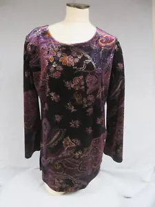 Coldwater Creek Womens Large Tunic Top Velvet Long Sleeve Special Event - Picture 1 of 8
