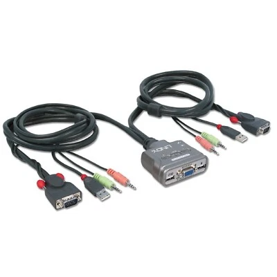 NEW Lindy Compact 2-Port USB VGA KVM Switch with Audio 32797 "KVM-in-the-cable" - Image 1 of 2