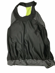 Moxie Cycling Tank Top with Built in Bra.  Black and White Stripe Women's Large - Picture 1 of 10