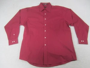 George Shirt Mens 16-16.5 34-35 Red Casual Button Down Long Sleeve Oxford - Picture 1 of 7