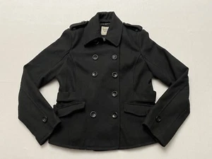 Levi’s Women’s Double Breasted Pea Coat Black Jacket Wool Blend Size Medium - Picture 1 of 12