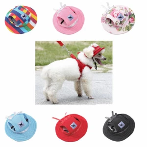 Pet Dog Hat Cap UV Protectant Fashion Mesh Breathable Hood Princess Hat - Picture 1 of 8