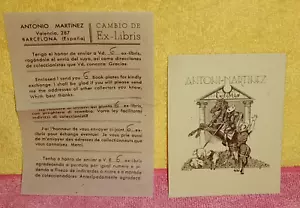 Ex-libris Bookplate ANTONI MARTINEZ - ESPAÑA - Picture 1 of 3