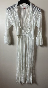 Mele E Pere Cardigan Womens Small White Kimono Lace Duster Crochet Tie M9JA515 S - Picture 1 of 11