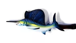 Grattagraffi posteriore dipinto a mano 18" grattagraffi posteriore strisce blu pesce vela 86S - Foto 1 di 3
