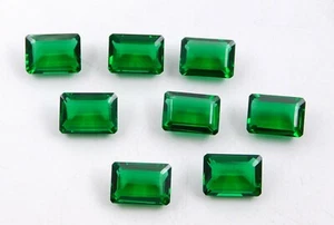 Lab Created Emerald Octagon Cut Lot Loose Gemstone 10X14 MM For Jewelry P-1127 - Picture 1 of 2