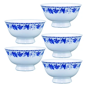 Juego de 5 cuencos de porcelana china azul blanco KOKOPRIME vajilla de cerámica floral - Imagen 1 de 7