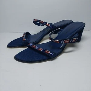 USA American Flag Sandals Straps Sequins Size 8.5 M Naturalizer  - Picture 1 of 9