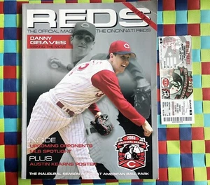 Cincinnati Reds 2003 Inaugural Season Season Program Danny Graves And Ticket - Picture 1 of 3