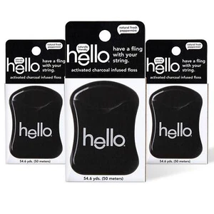 Hello Activated Charcoal Infused Dental Floss Black 491.4 Feet Vegan Cruelty ... - Picture 1 of 10