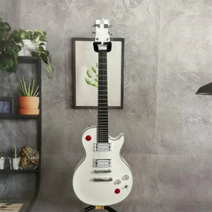 Chitarra elettrica personalizzata White Snow Buckethead manopola rossa corpo solido hardware cromato - Foto 1 di 8