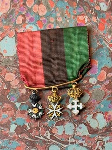 FRANCE BARRETTE DE MINIATURES LÉGION D'HONNEUR ORDRE DE L'ÉPERON D'OR VATICAN - Picture 1 of 6