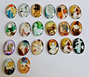 20 piece cat cabochon oval shaped beads 25 x 18 - Picture 1 of 1