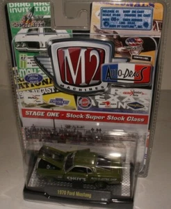 M2 MACHINES AUTO-DRAGS 1970 FORD MUSTANG, GREEN, CHUY'S, 1:64, NIB - Picture 1 of 4