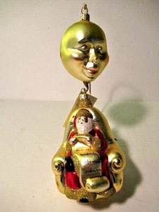 Patricia Breen 2 section Glass Ornaments-MAN in the MOON & SANTA in CHAIR~Poland - Picture 1 of 11