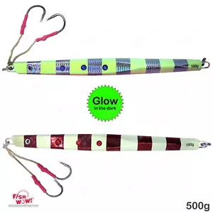 2 peces de 2 colores ¡GUAU! Plantilla de cuchillo de velocidad 500 g 17,5 oz señuelo de arrastre vertical brillante - Imagen 1 de 12