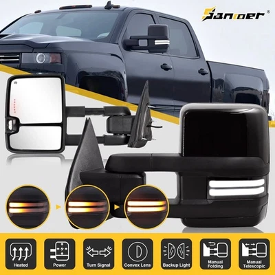 Painted Black Tow Mirrors For 2015-2019 Chevy Silverado GMC Sierra 2500HD 3500HD - Image 1 of 4