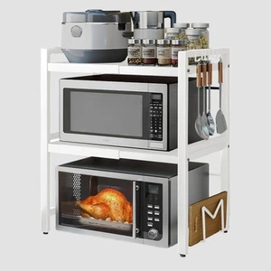 Erweiterbares Mikrowellenregal 3 Ebenen Mikrowellenregal mit 6 Haken... - Bild 1 von 8