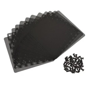 12pcs 140mm Computer Fan Filter Grills Mesh Dustproof Case Cover Screws Black - Photo 1/5